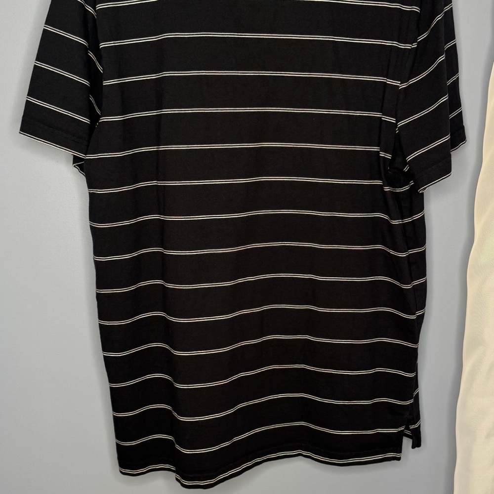 Nike Black and White Polo Shirt Sporty Striped Design - Picture 2 of 2